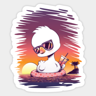 Summer Time Fun - DinkyGoose - Cartoon Goose Sticker